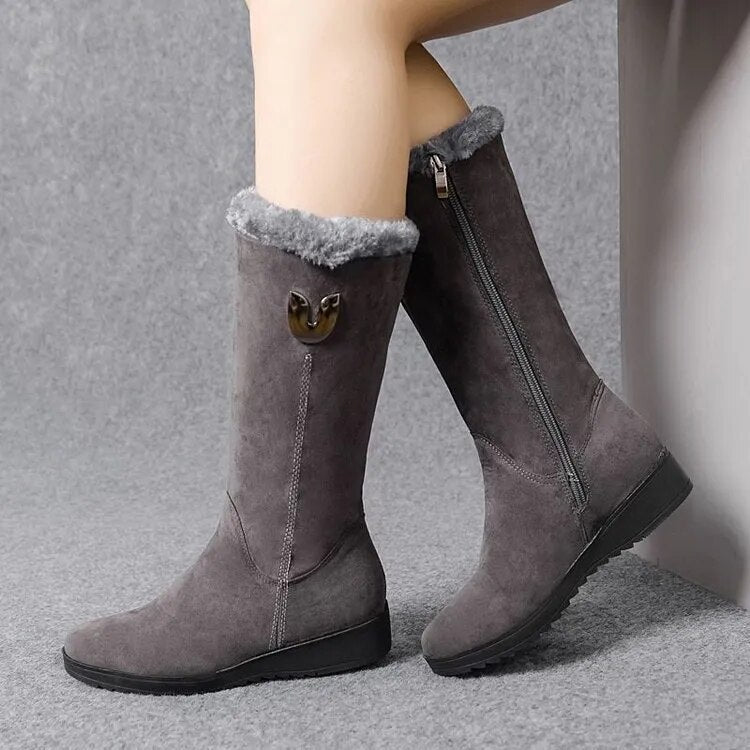 Anja - Hohe warme Winterstiefel mit Fell