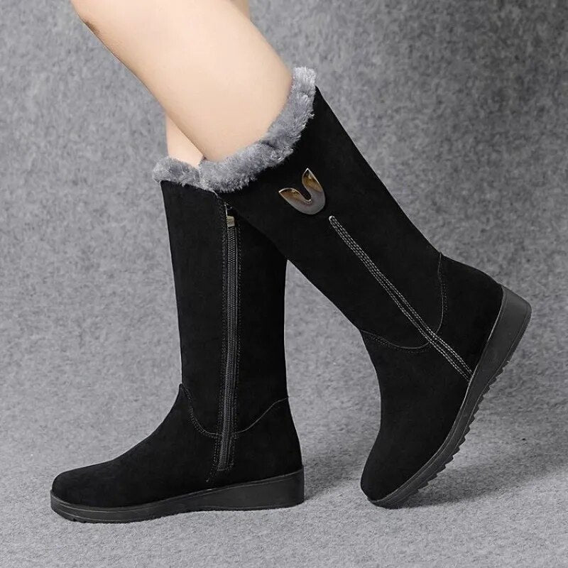 Anja - Hohe warme Winterstiefel mit Fell