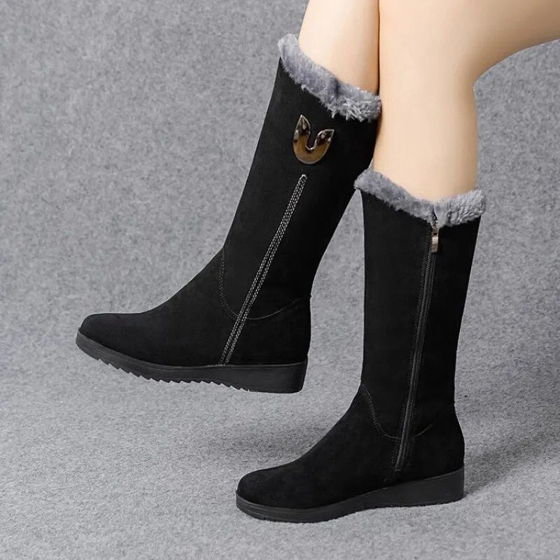Anja - Hohe warme Winterstiefel mit Fell