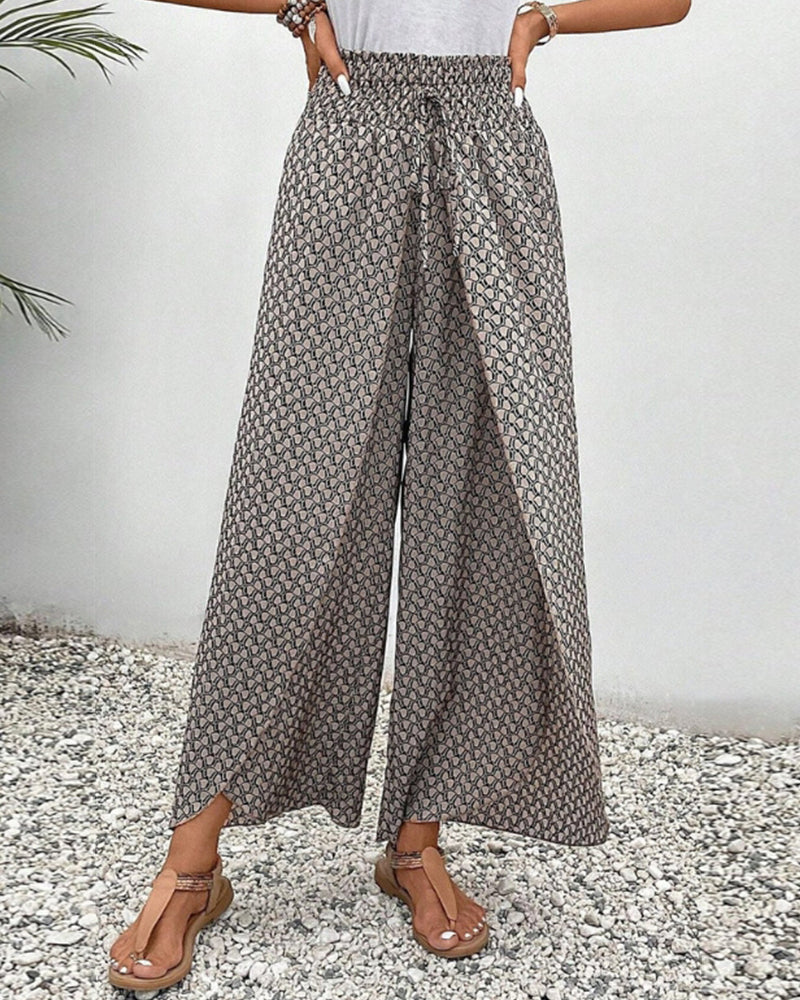 Daniella - Damenhose mit weitem Bein und geometrischem Print
