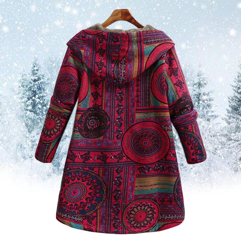 Calanthe - Baumwolljacke mit ethnischen Blumenmuster und Kapuze
