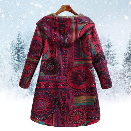 Calanthe - Baumwolljacke mit ethnischen Blumenmuster und Kapuze
