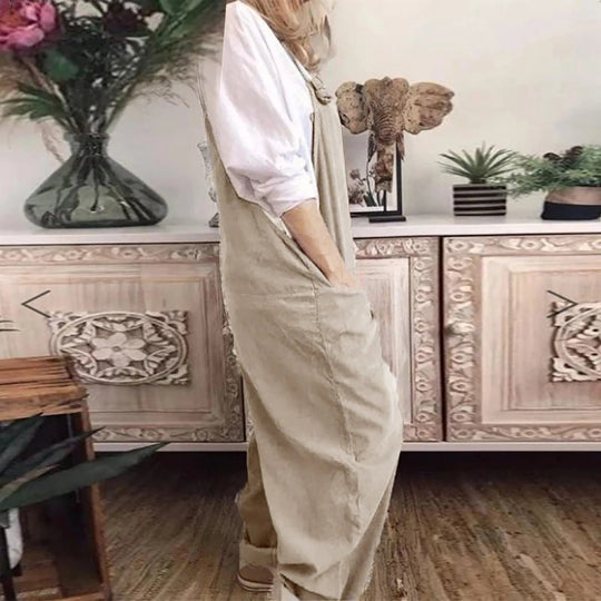 Yseult - Overall Jumpsuit aus locker gebundener Baumwolle und Leinen