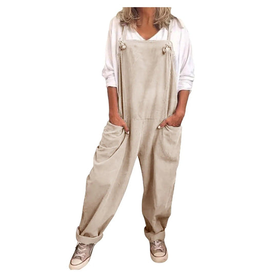Yseult - Overall Jumpsuit aus locker gebundener Baumwolle und Leinen