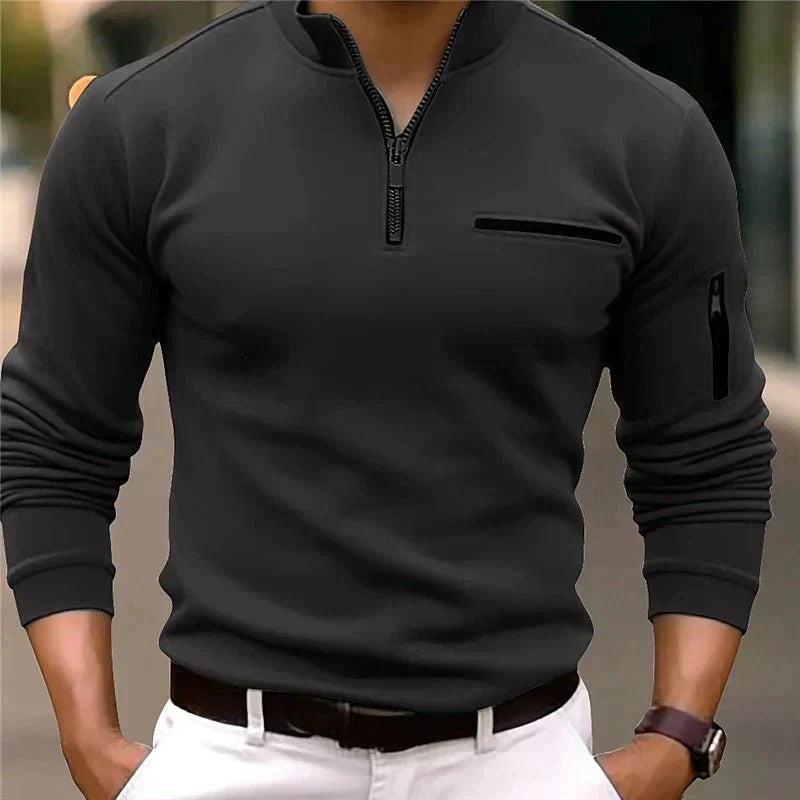 Jonas - Herrenpullover mit Viertelreißverschluss