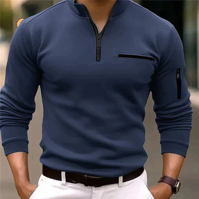 Jonas - Herrenpullover mit Viertelreißverschluss