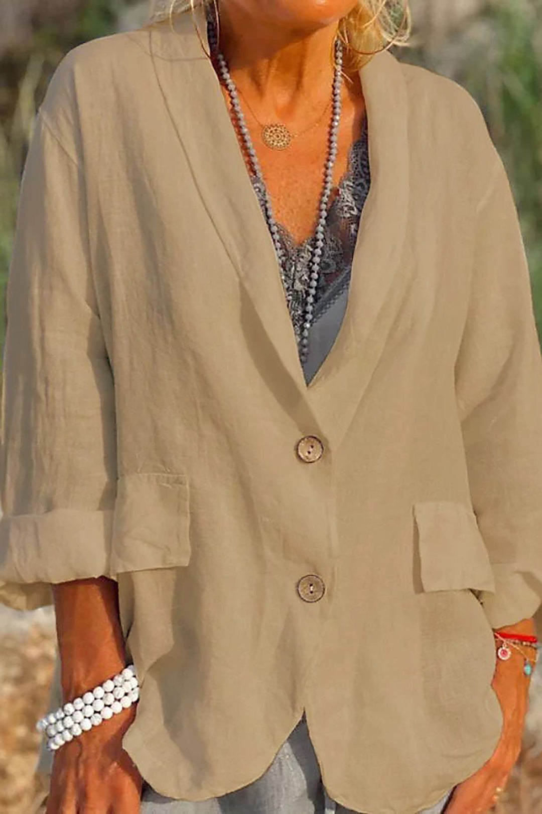 Jessica - Luftige Leinenjacke mit Knopfleiste