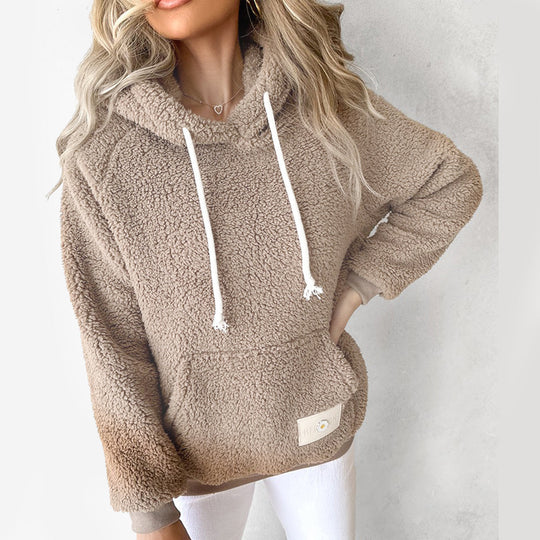 Shiela - Teddy-Hoodie mit Kängurutasche & Kordelzug