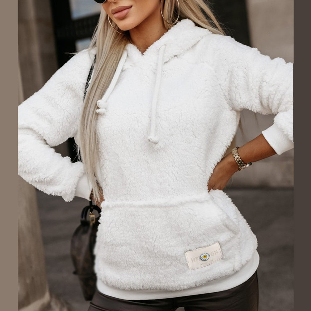 Shiela - Teddy-Hoodie mit Kängurutasche & Kordelzug