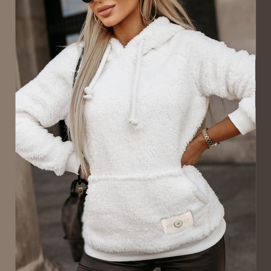 Shiela - Teddy-Hoodie mit Kängurutasche & Kordelzug
