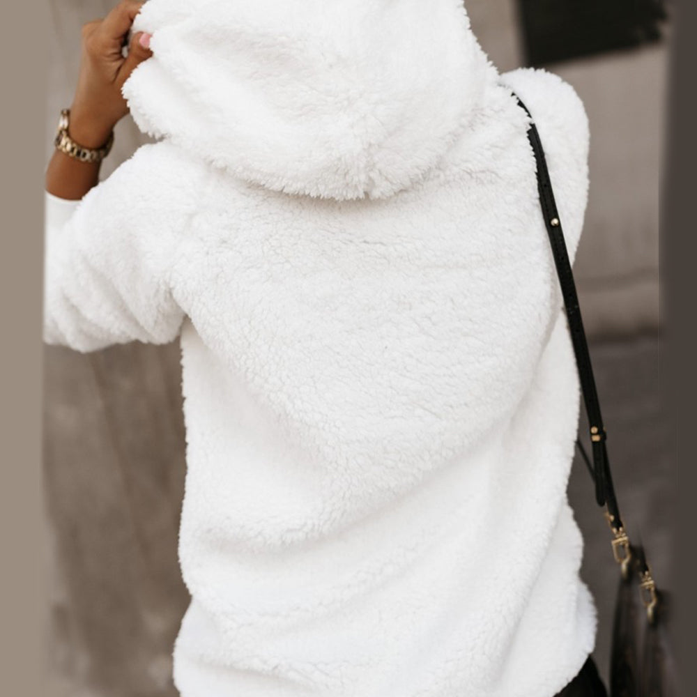 Shiela - Teddy-Hoodie mit Kängurutasche & Kordelzug