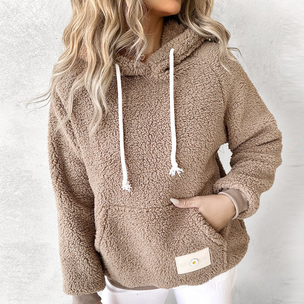 Shiela - Teddy-Hoodie mit Kängurutasche & Kordelzug
