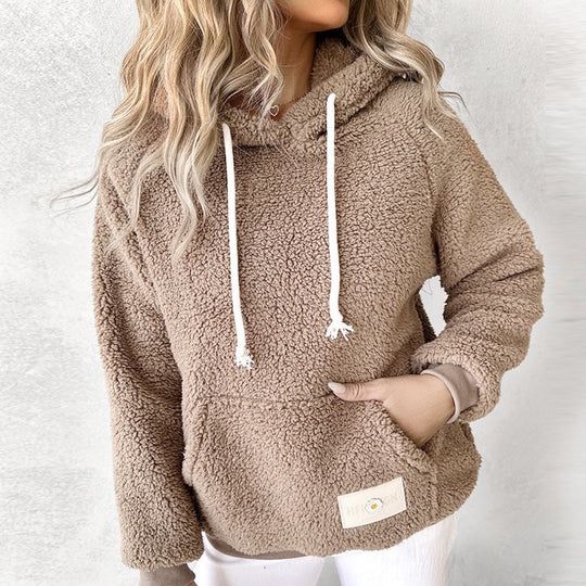 Shiela - Teddy-Hoodie mit Kängurutasche & Kordelzug