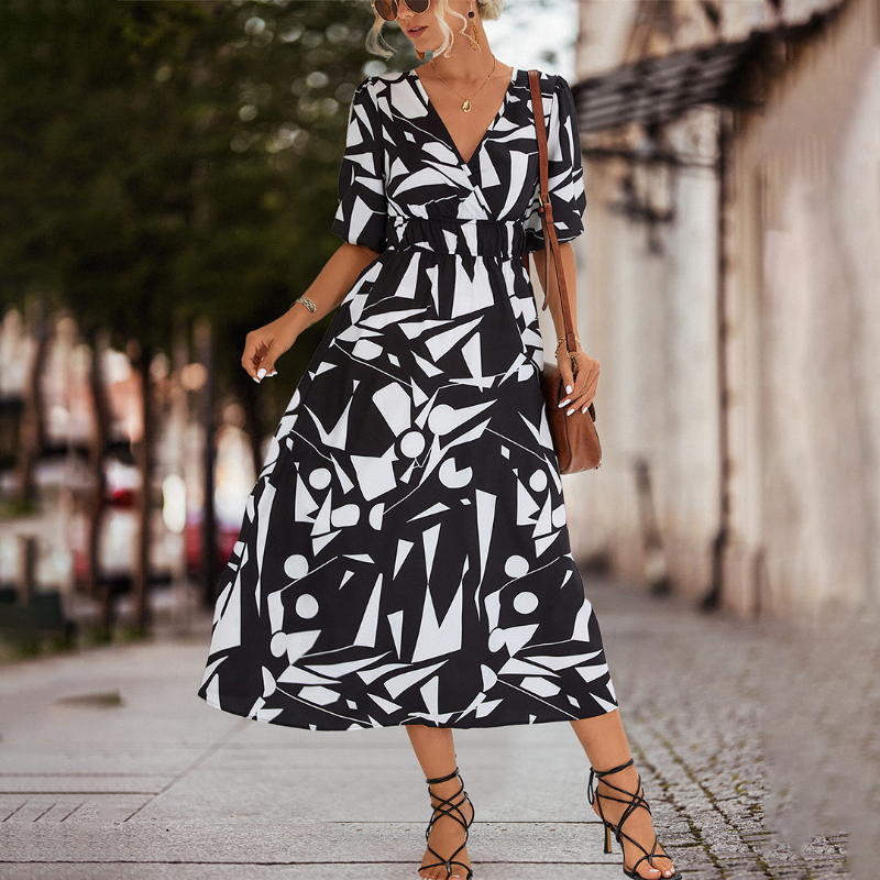 Fiona - Lässig v-ausschnitt midikleid