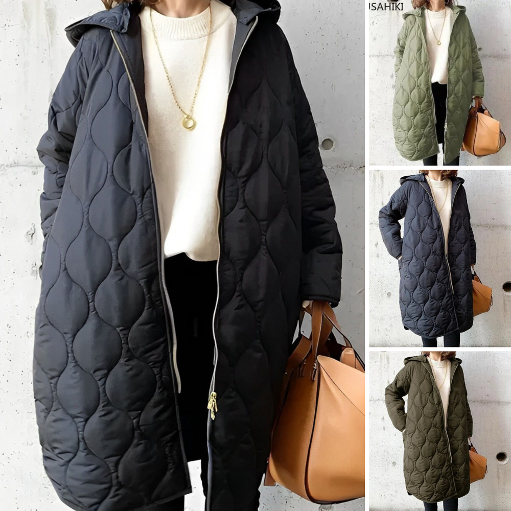 Priscilla - Neu Lässiger Parka-Mantel mit Kapuze aus Argyle