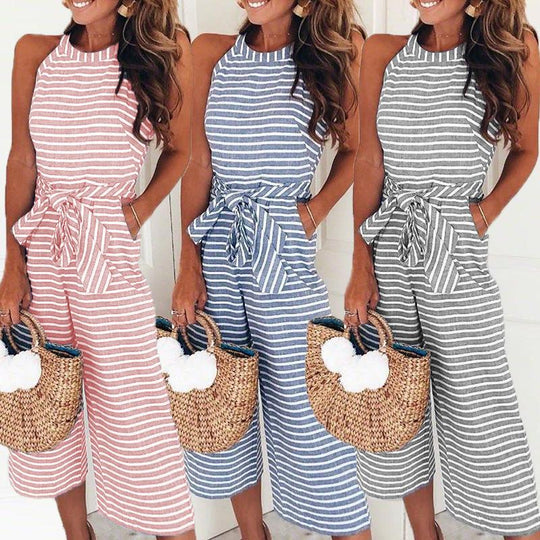 Divina - Maritimes Streifen-Jumpsuit