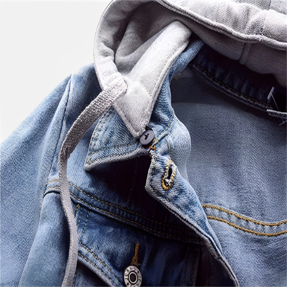 Adah - Langärmelige Jeansjacke mit abnehmbarer Kapuze