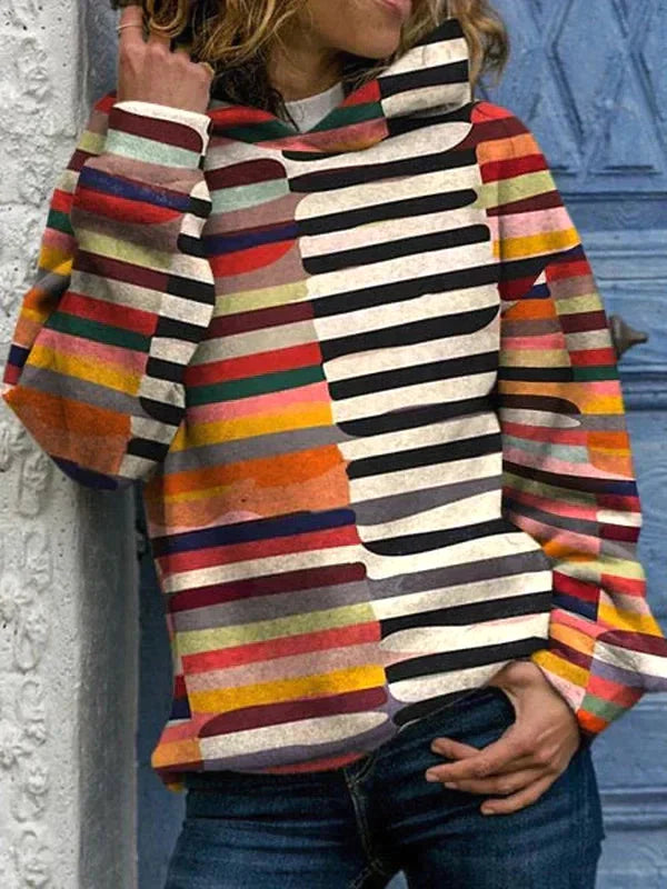 Rhoda - Mehrfarbiges Sweatshirt mit Kapuze