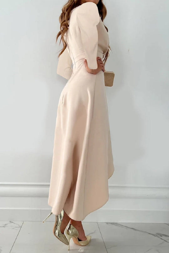 Dominique - Elegantes plissiertes einfarbiges Kleid