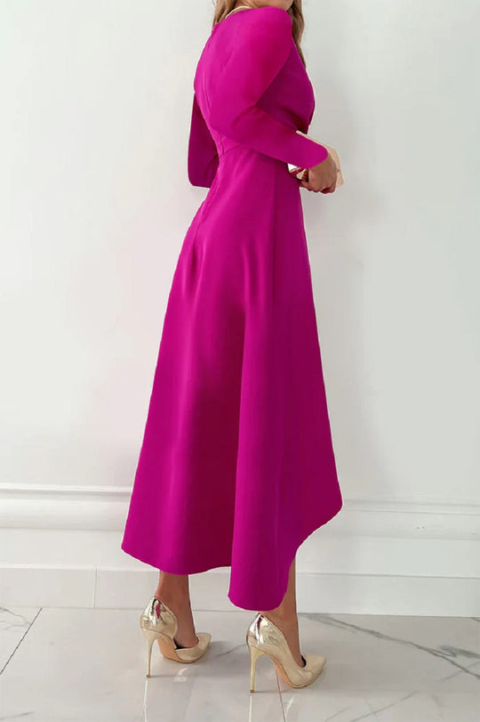 Dominique - Elegantes plissiertes einfarbiges Kleid