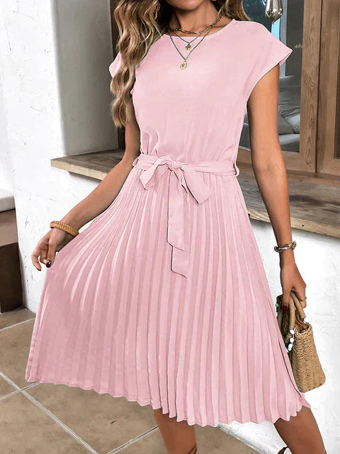Klara - Kurzärmeliges plissiertes lässiges Minikleid für den Sommer