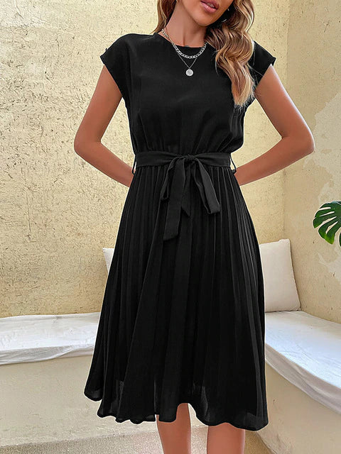 Klara - Kurzärmeliges plissiertes lässiges Minikleid für den Sommer