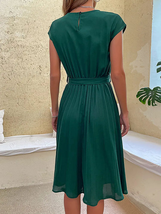 Klara - Kurzärmeliges plissiertes lässiges Minikleid für den Sommer
