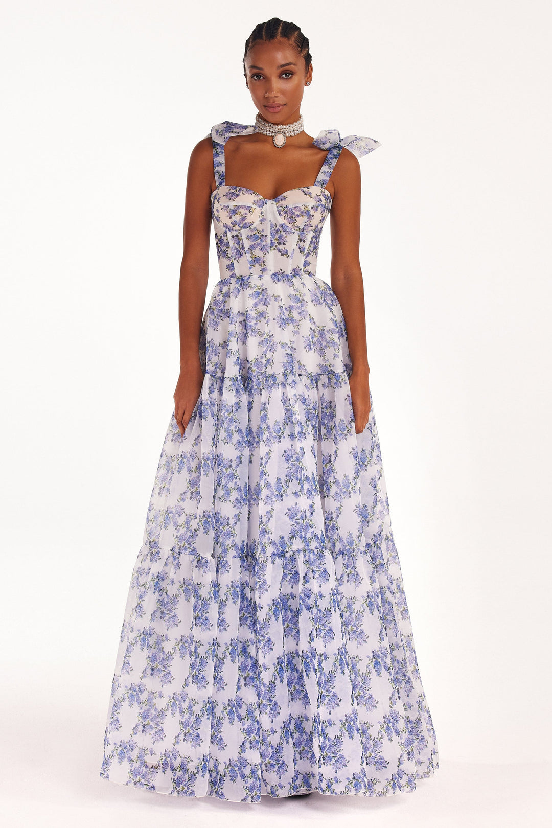 Parvati - Schulterschleife Florales Maxikleid