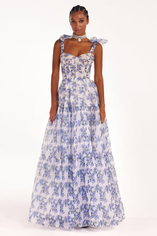 Parvati - Schulterschleife Florales Maxikleid