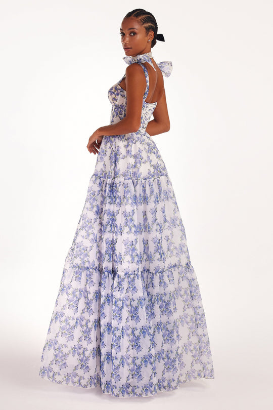 Parvati - Schulterschleife Florales Maxikleid
