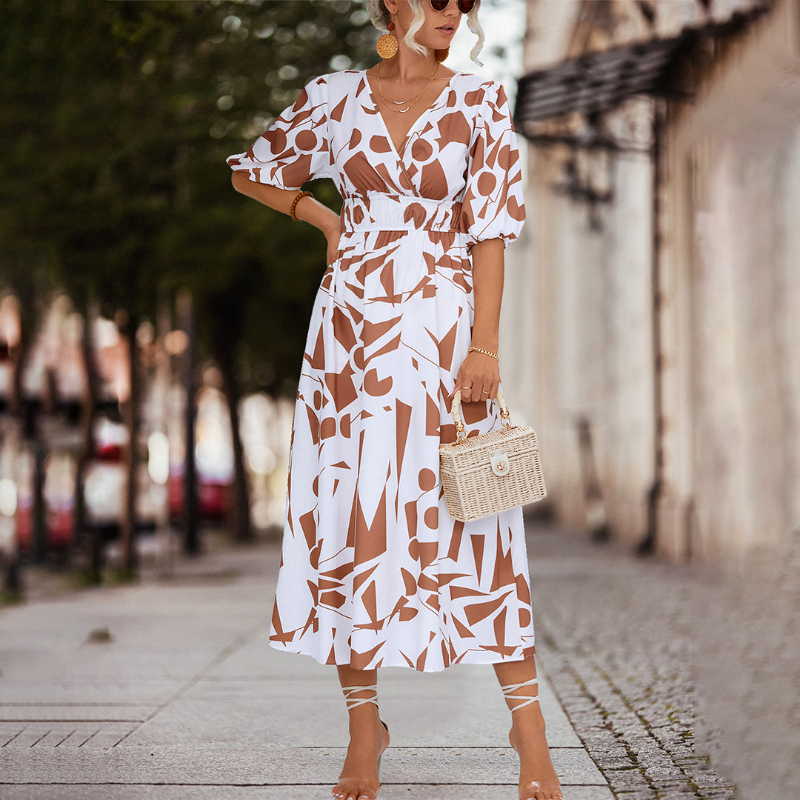 Fiona - Lässig v-ausschnitt midikleid