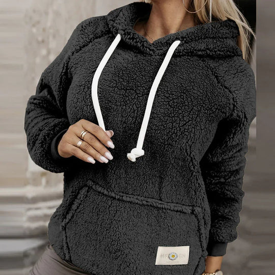 Shiela - Teddy-Hoodie mit Kängurutasche & Kordelzug