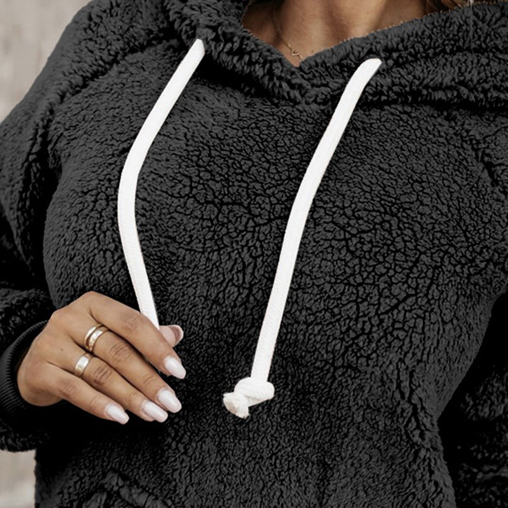 Shiela - Teddy-Hoodie mit Kängurutasche & Kordelzug