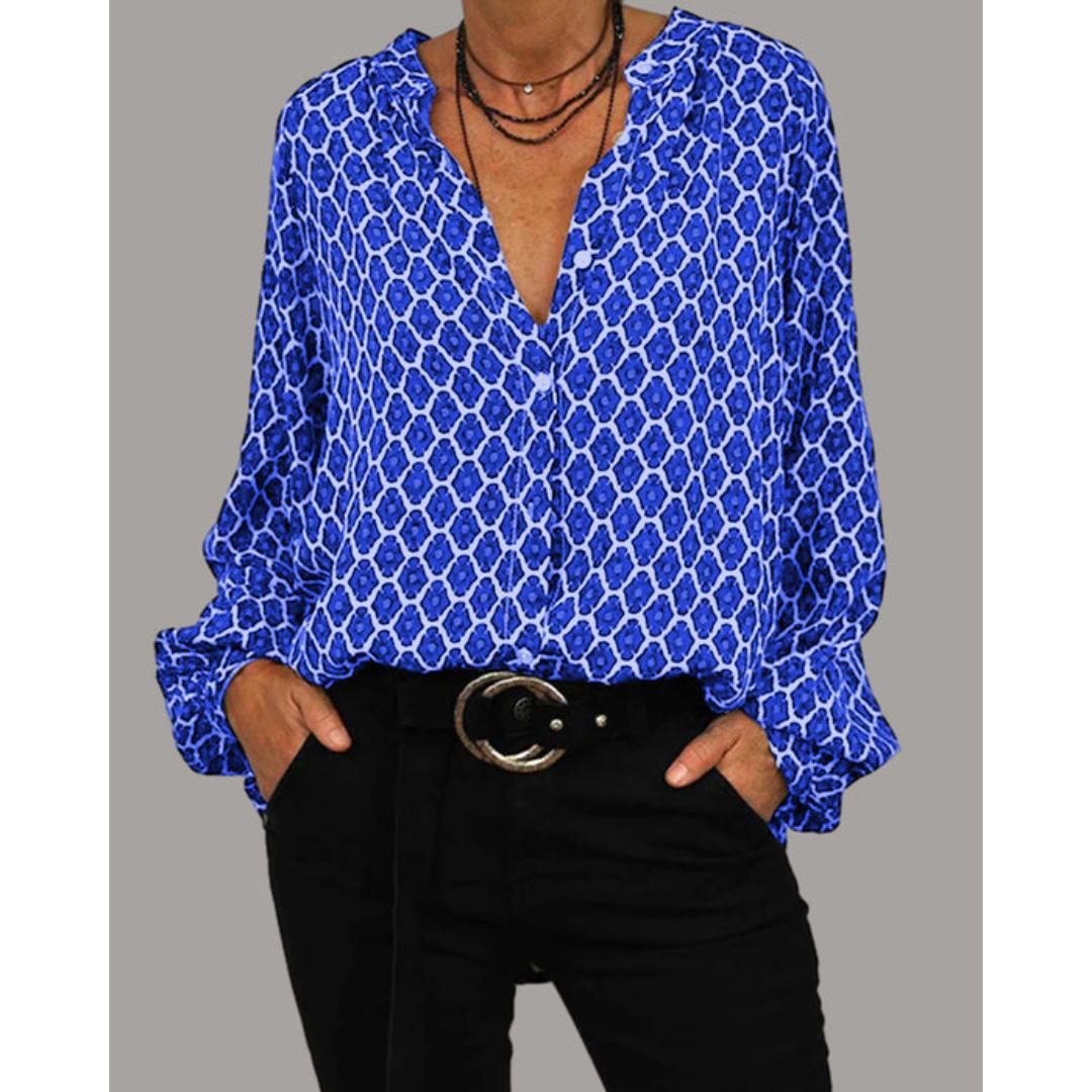 Zara - Lässige Bluse Mit V-Ausschnitt