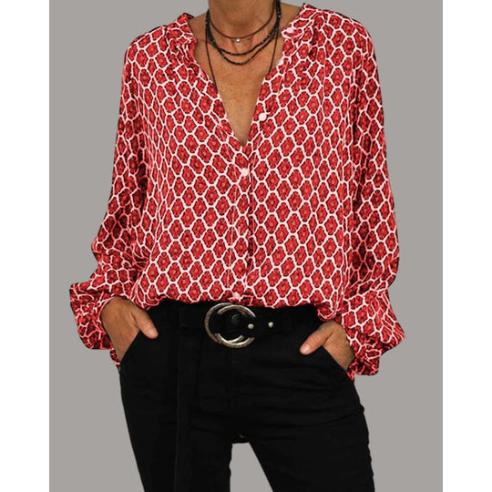 Zara - Lässige Bluse Mit V-Ausschnitt